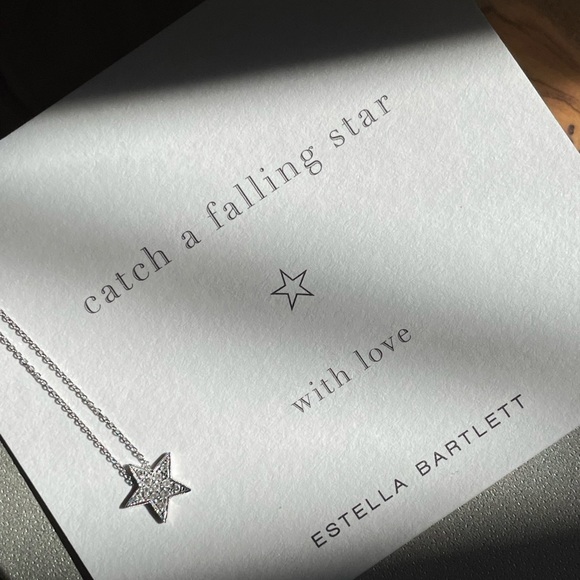 Estella Bartlett 14kt White Gold Diamond Star Pave 16in Necklace Pendant - Picture 6 of 10